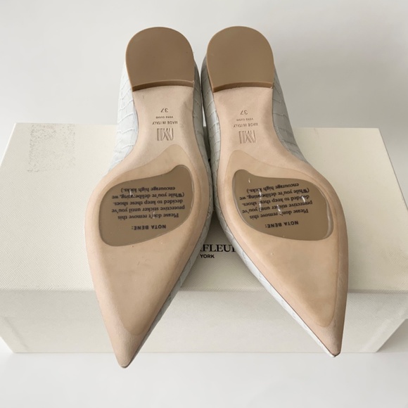 MM LaFleur The Rowan Gray Embossed Croc Leather Pointed Toe Ballet Flat Shoes 37 - Picture 12 of 14